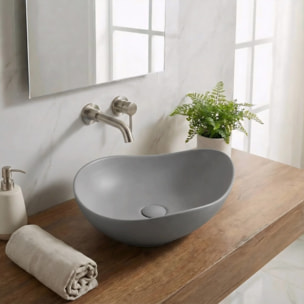 Vasque à poser design asymétrique 50,5 x 38 x 19 cm sans trop-plein gris mat PixL (CEPX5038GRM)