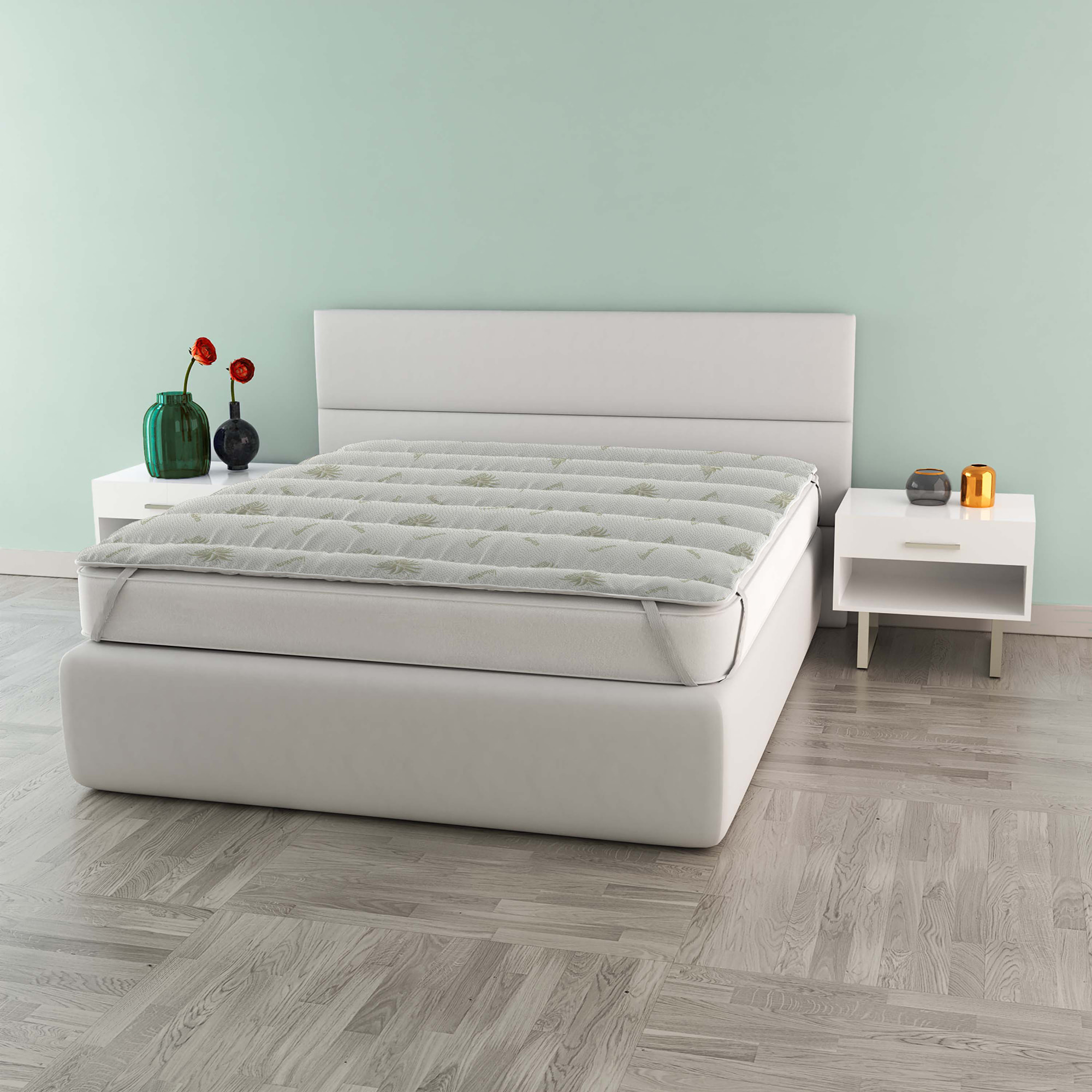 TOPPER ALOE TRAPUNTATO CON ELASTICI - Made in Italy