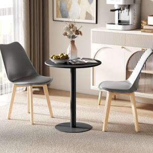 Mesa de Comedor Redonda para 2 Personas Mesa de Cocina de Acero para Interior y Exterior Ø60x72 cm Negro