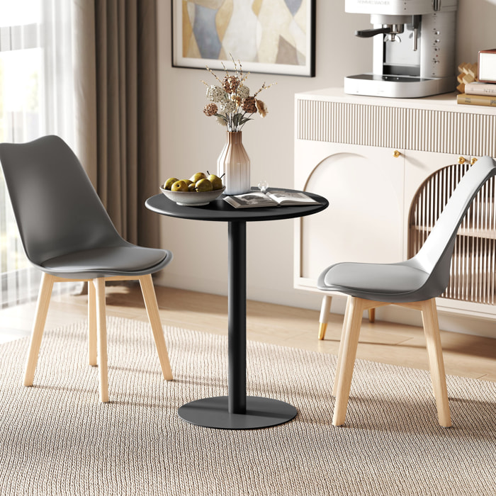 Mesa de Comedor Redonda para 2 Personas Mesa de Cocina de Acero para Interior y Exterior Ø60x72 cm Negro