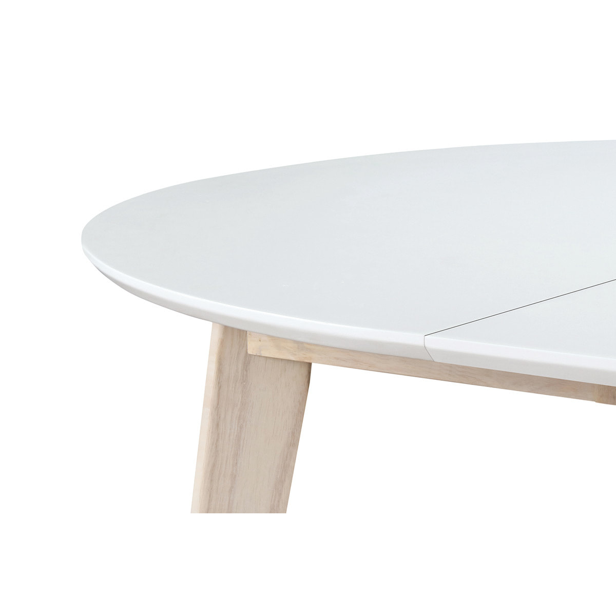 Table à manger scandinave ronde extensible blanc et bois L120-150 cm LEENA