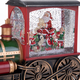 Locomotiva con Babbo Natale + Led - Pezzi 1 - Colore Rosso - 31,5x18Hx10cm - Bianchi Dino