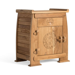 Table de chevet en bois de teck 54 cm style colonial oriental