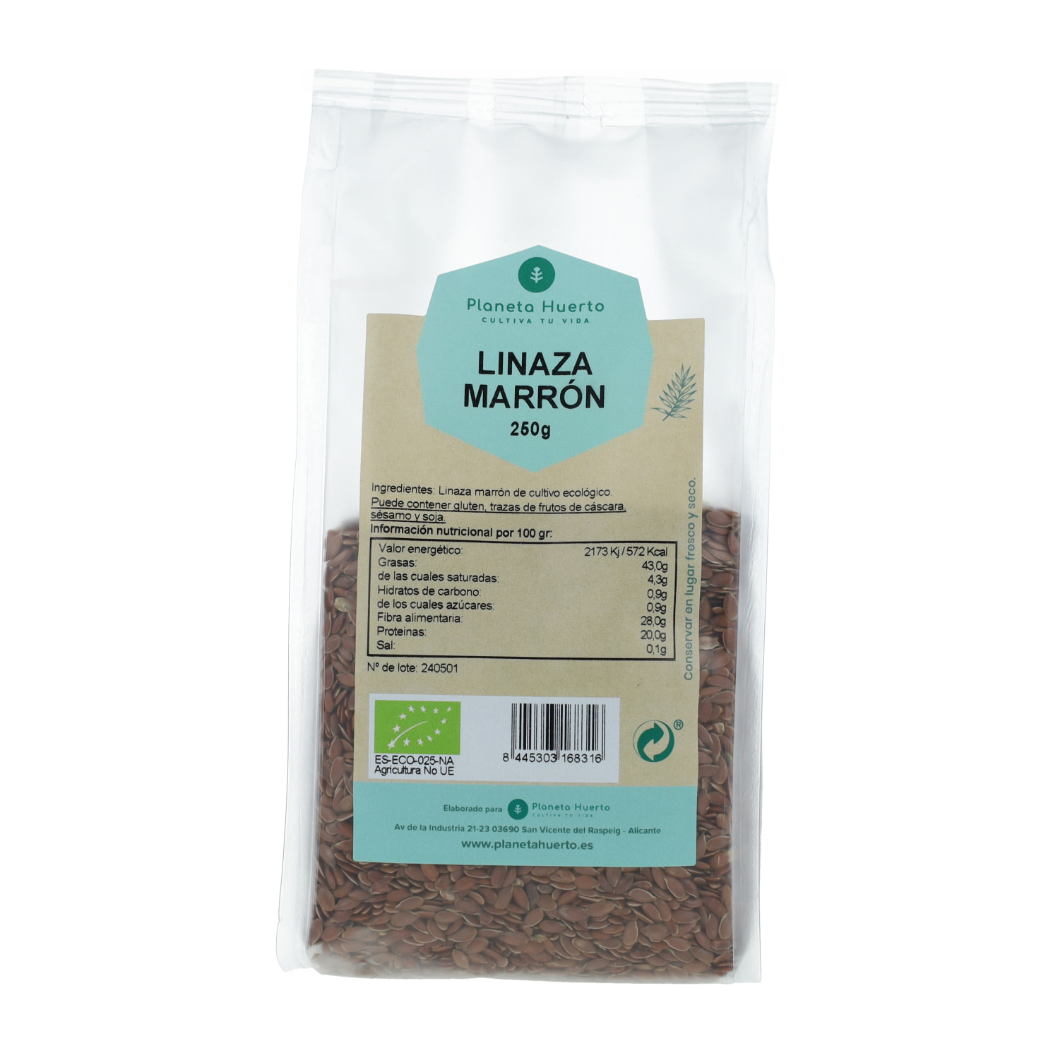 PLANETA HUERTO | Semillas de Lino Marrón ECO 250 g – Semillas Nutritivas de Lino Marrón con Alto Contenido en Fibra, Omega-3 y Propiedades Antioxidantes