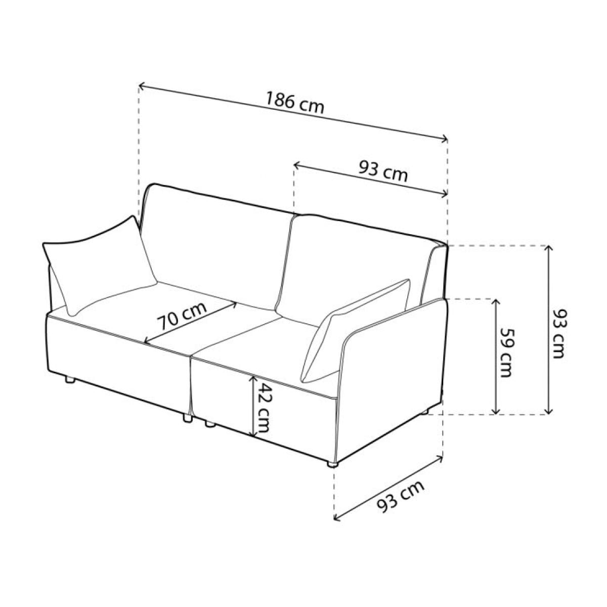 Sofá modular 2 plazas con brazos Cubiq Gris