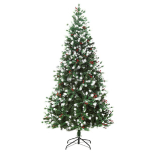 Sapin de Noël artificiel branches enneigées Ø 90 x 180H cm 836 branches épines imitation Nordmann grand réalisme 55 houx