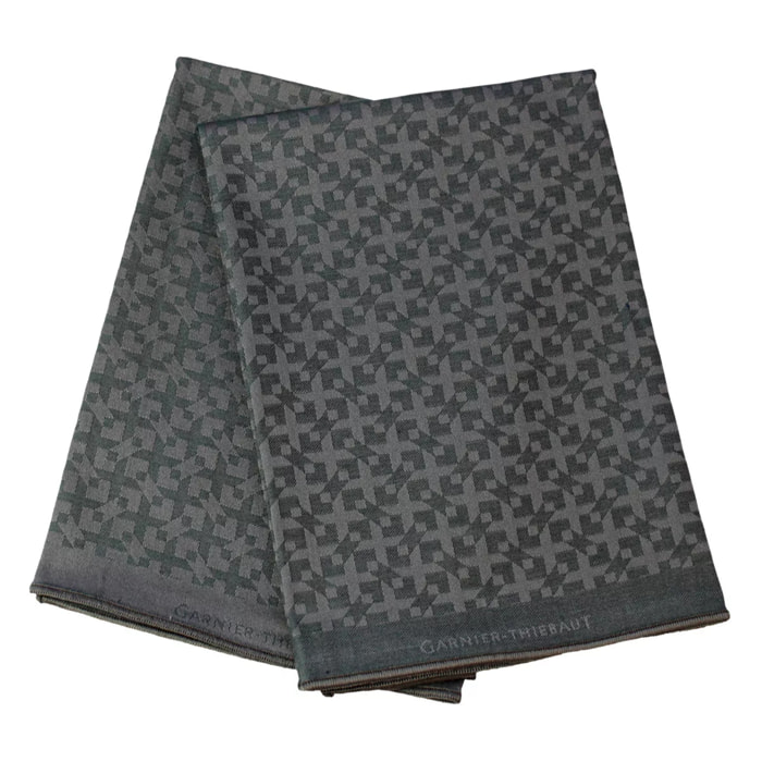 Lot de 2 mouchoirs pur coton motif jacquard vert Arrow jaguar