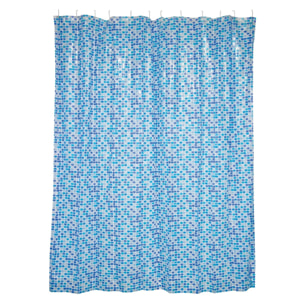 CORTINA DE BAÑO CUADRADOS AZULES