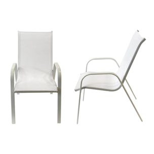 Lot de 4 chaises MARBELLA en textilène blanc - aluminium blanc