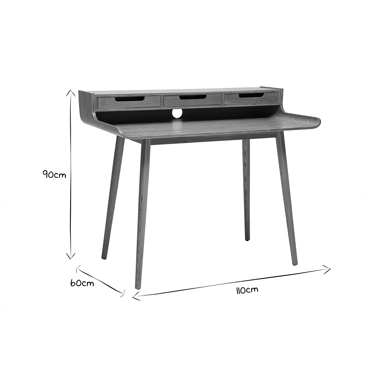 Bureau avec rangements scandinave bois clair L110 cm OPUS