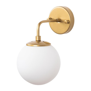 Aplique de pared, 90 grados, blanca, metal , oro, 15x21x27, casquillo E14 Max 40 W