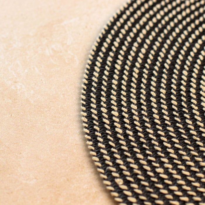 Lot de 6 sets de table rond en papier et coton noir 36cm