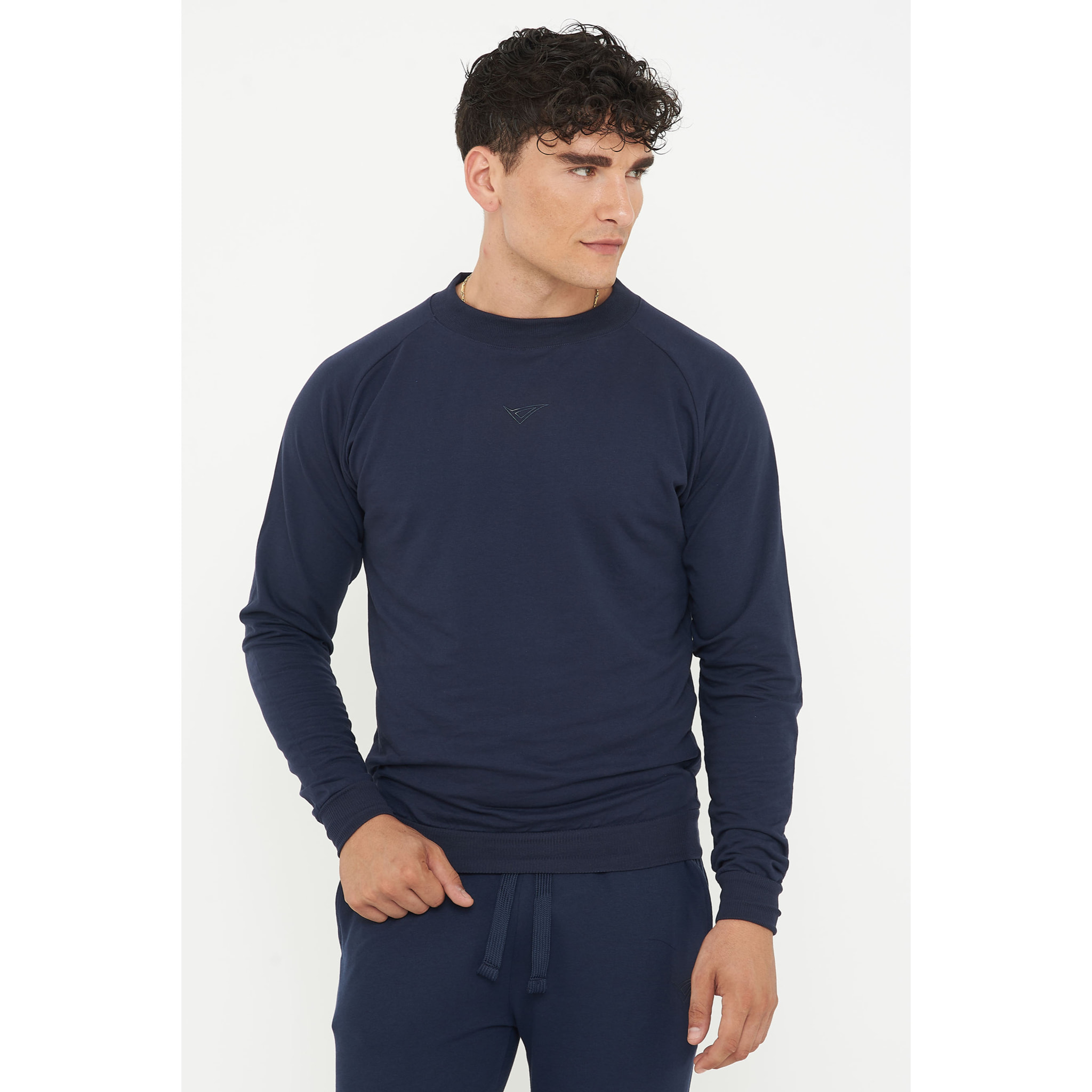 Felpa leggera a girocollo e logo tono su tono Gorn