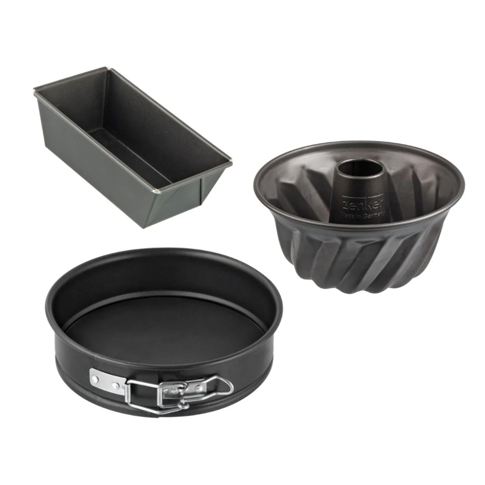 Set de 3 mini moules à cake 15 cm, charnière 16 cm et kouglof 18 cm Zenker Spécial Mini