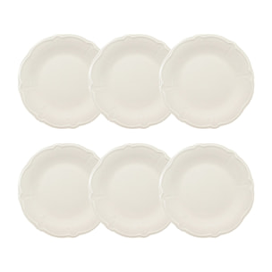 Lot de 6 assiettes plates en grès blanc 26cm CHARLOTTE