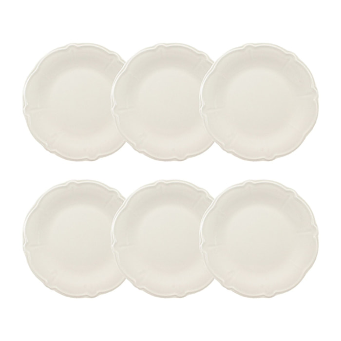 Lot de 6 assiettes plates en grès blanc 26cm CHARLOTTE