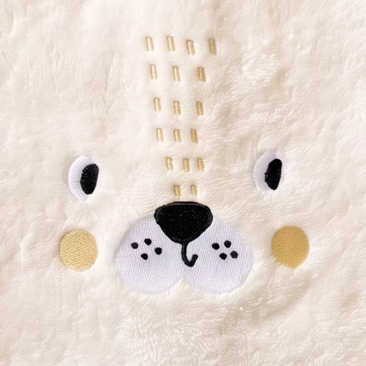 Cape de bain enfant pur coton 420 g/m² brodé jaune beige Petit lion angora