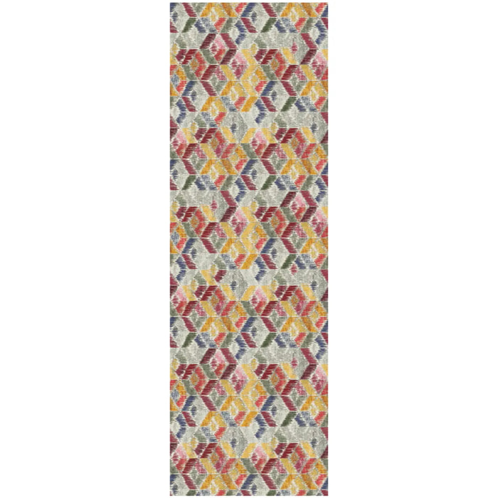 Passatoia tappeto cucina bagno ingresso multiuso, disegno geometrico colorato