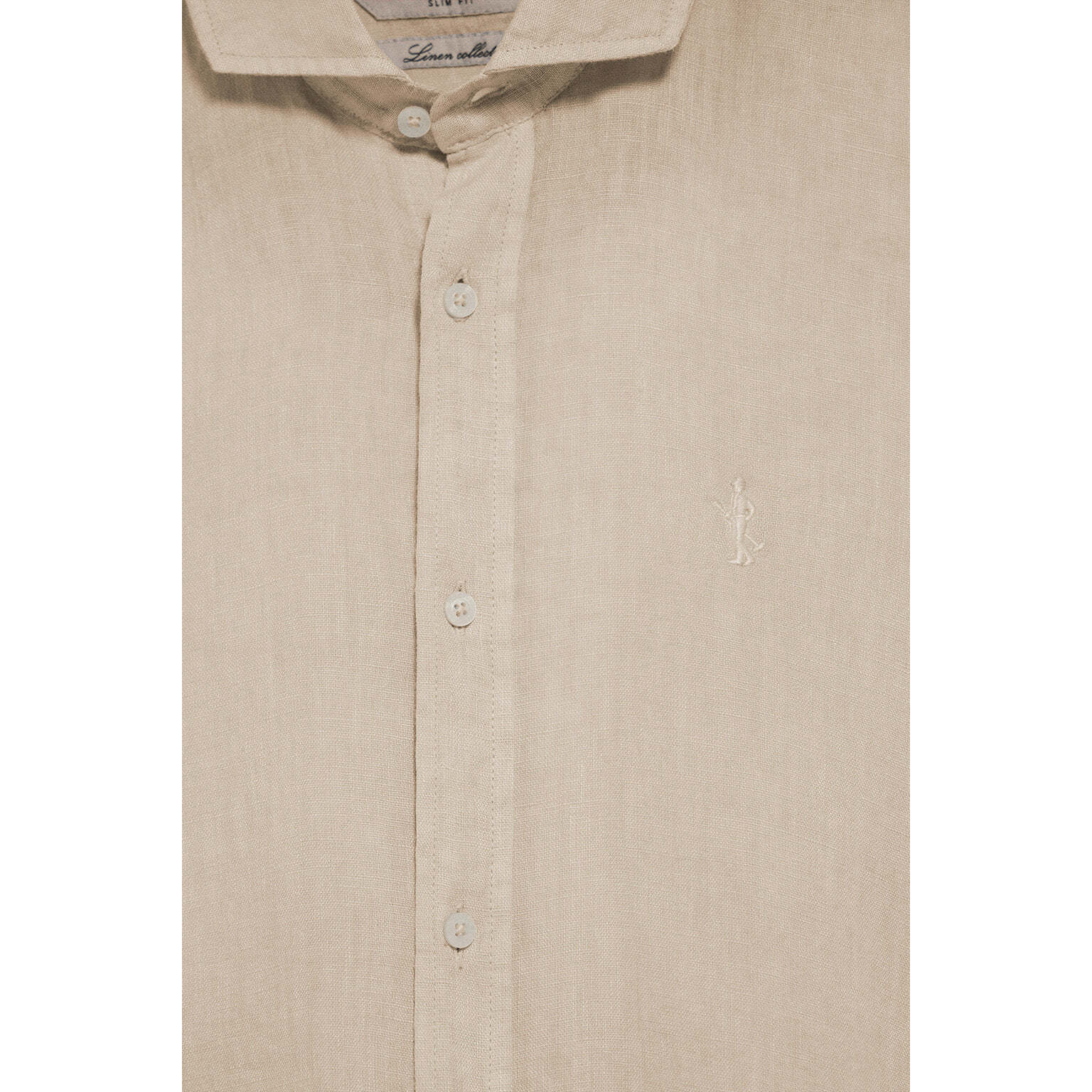 Camicia sabbia in lino tinta in capo con ricamo Rigby Go