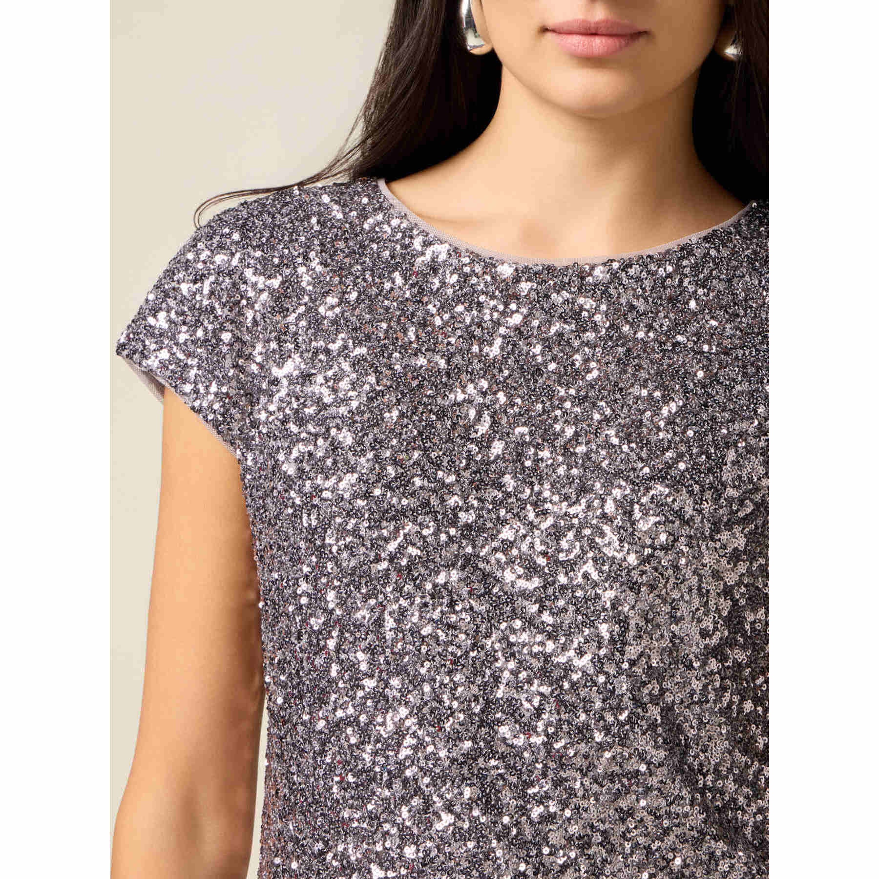 Oltre - T-shirt in paillettes - Argento