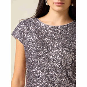 Oltre - T-shirt in paillettes - Argento