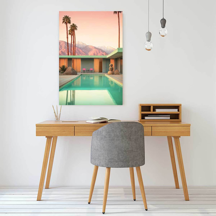 Tableau architecture piscine motel 66  Toile imprimée