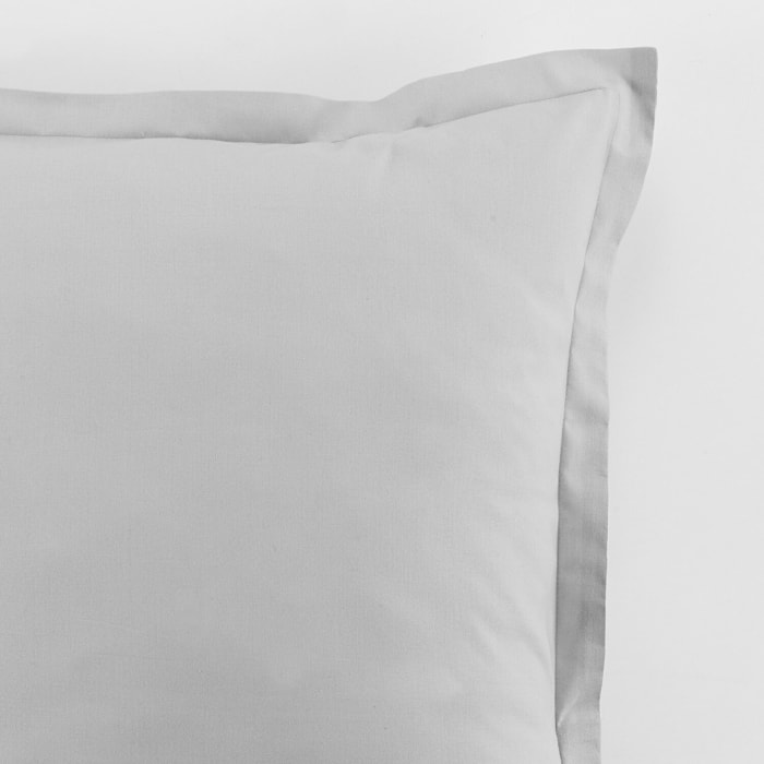 Paire De Taie D'oreiller 100%coton 57fils Gris Clair