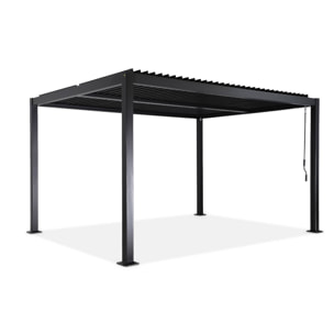 Pergola bioclimatique noir. aluminium et acier. 3x4m. lames orientables