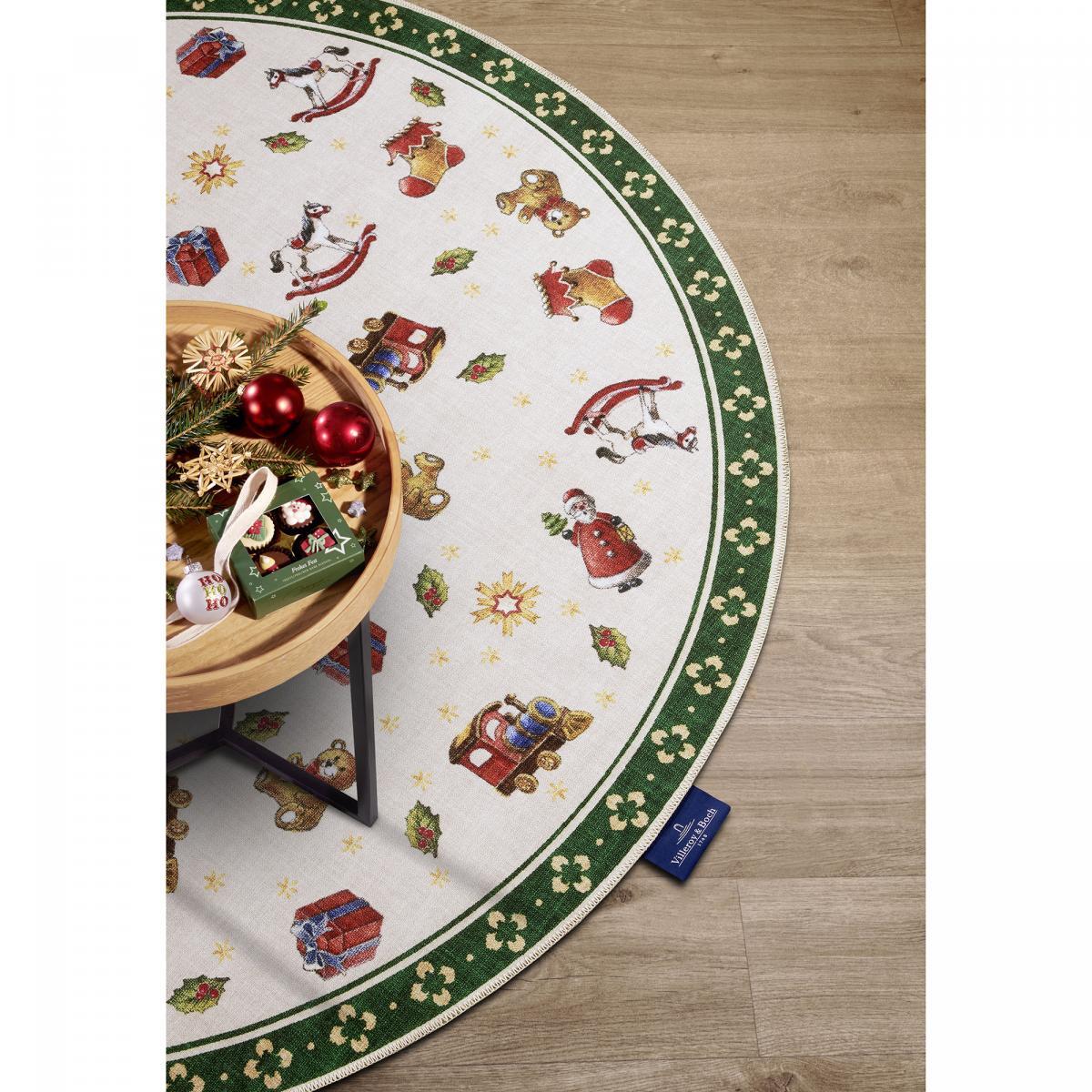 Tapis rond salon ou chambre enfant,  motif fêtes de SANTA, kilim original, entretien facile