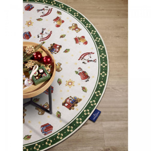 Tapis rond salon ou chambre enfant,  motif fêtes de SANTA, kilim original, entretien facile