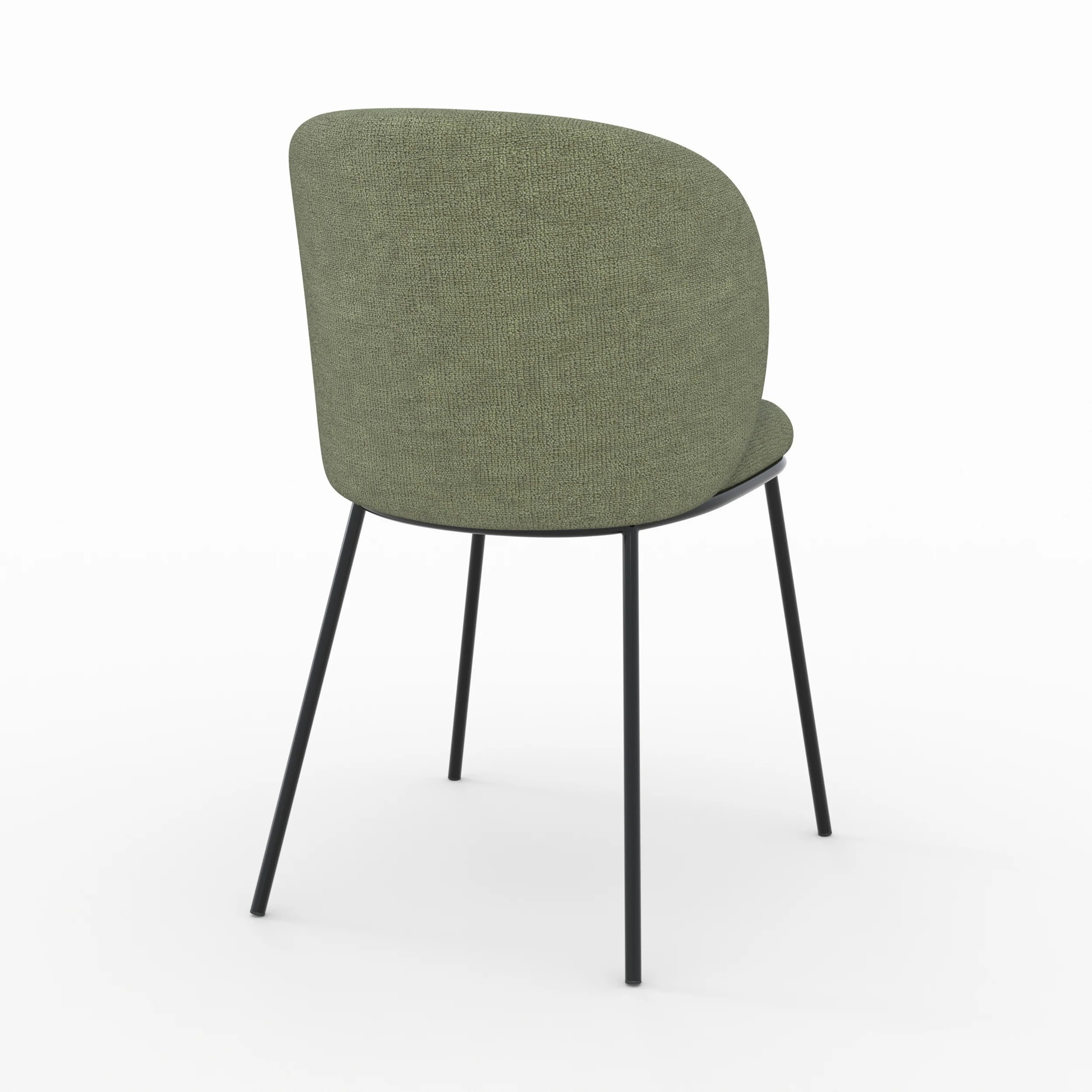 Lot de 2 chaises en tissu vert kaki, pieds métal noir - Bulle