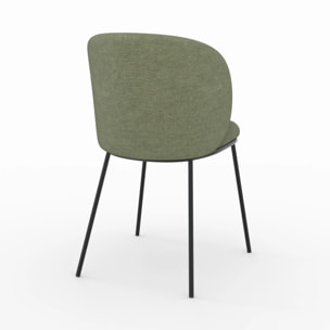 Lot de 2 chaises en tissu vert kaki, pieds métal noir - Bulle