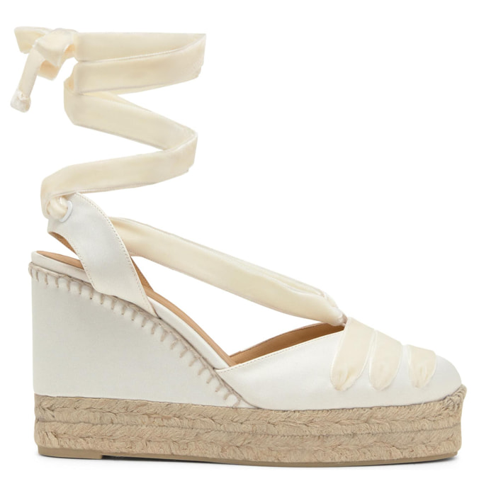 Alpargatas de cuña de mujer Cersei en raso con doble plataforma