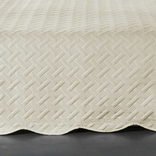 Couverture molletonné surpiquage graphique - Beige