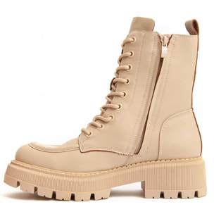 Bota De Plataforma - Beige - Altura: 5 Cm