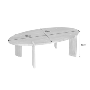 Table basse ovale en bois de manguier massif noir 120cm