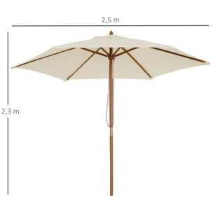 Sombrilla para Terraza de Poliéster Madera 2,5x2,25m Crema