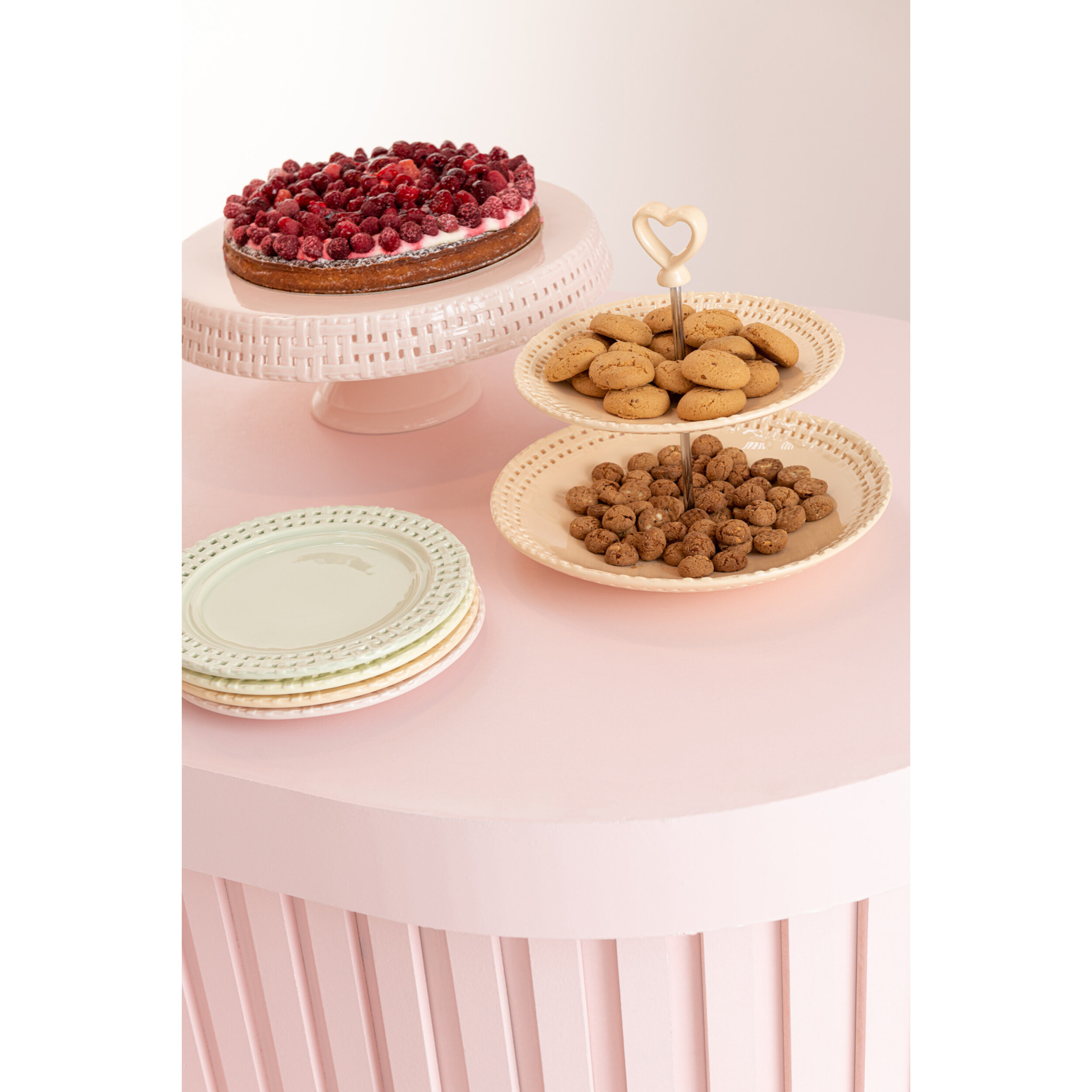 J-Line assiette Ronde - céramique - jaune - 4 pcs