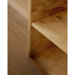 Estanteria de madera maciza en tono roble medio con 4 estantes Alto: 182 Largo: 40 Ancho: 20