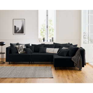 Edinburg - module d'assise sans accoudoirs - en velours côtelé - Noir