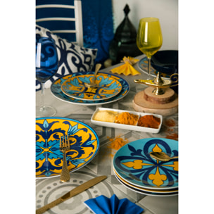 Service 18 assiettes Excelsa Sofia, porcelaine et stoneware, multicolore