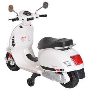 HOMCOM Moto Elettrica per Bambini Design Vespa, Batteria 6V con Suoni e Luci, Età 3-6 Anni, Bianco