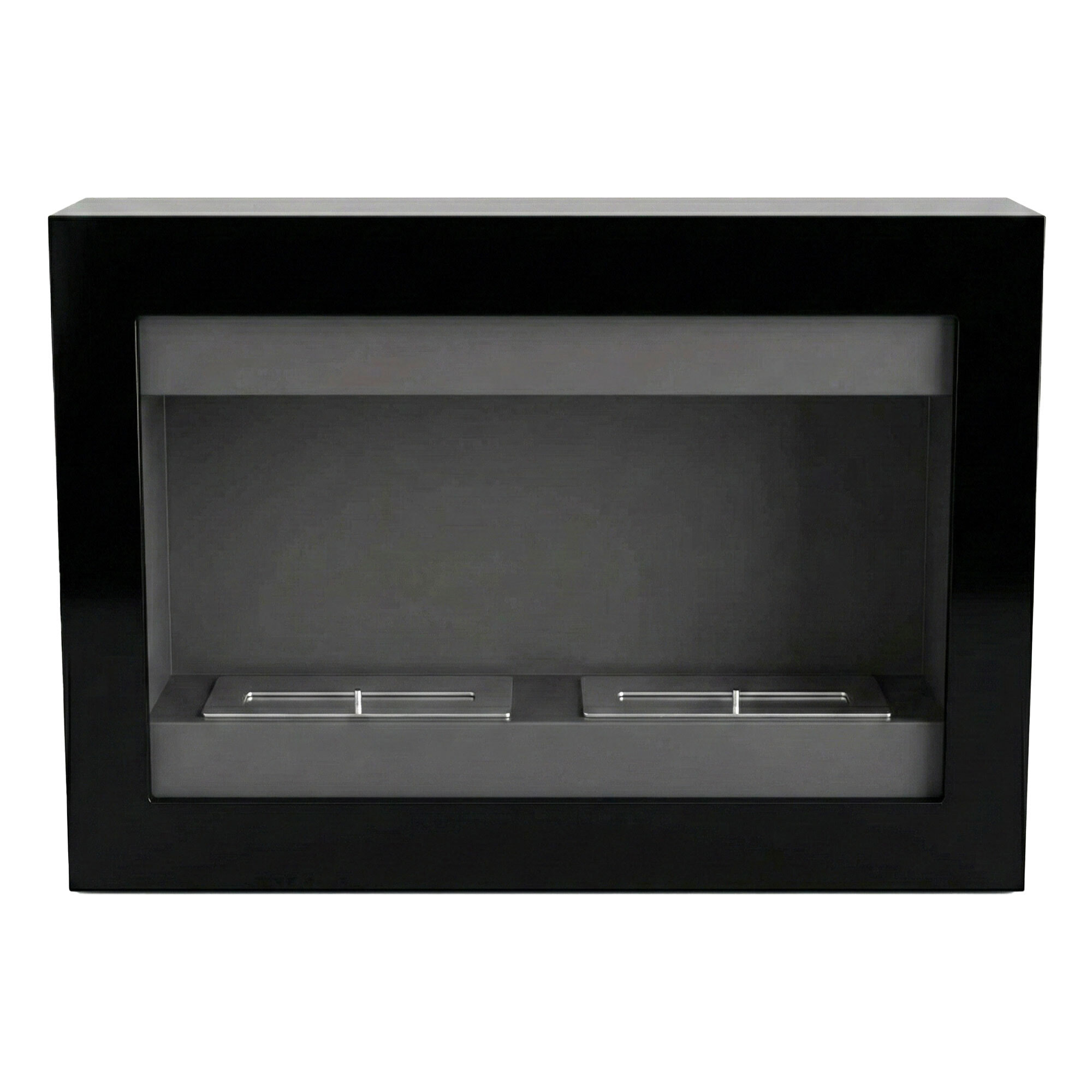 Vespasiano - Camino a Bioetanolo da Parete 80x51x16 cm con 2 Bruciatori 3 Litri Nero