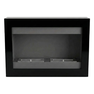 Vespasiano - Camino a Bioetanolo da Parete 80x51x16 cm con 2 Bruciatori 3 Litri Nero