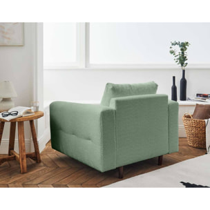 Rune - fauteuil - en tissu bouclette - Vert sauge