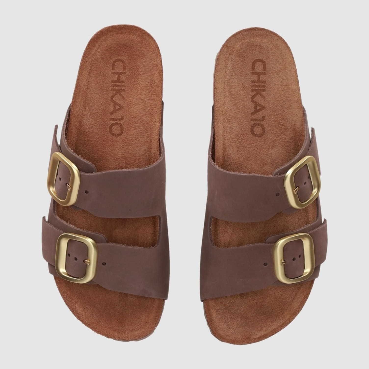 Sandalias de Piel - Marron - Tacón: Bajo