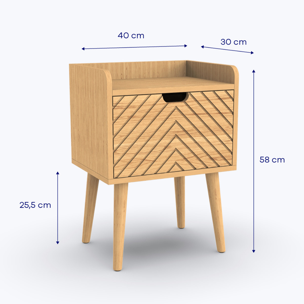 Table de chevet bois Alba 1 tiroir - Hypnia