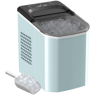 Máquina de Hielo, Máquina de Cubitos de Hielo Autolimpiable, 12 kg/24H, 9 Cubitos Listos en 7 Minutos, 2 Tamaños de Hielo, 1,5L Depósito, para Hogar, Cocina, Oficina, Bar, Azul