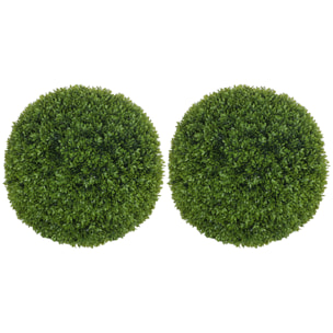 Lot de 2 buis artificiels topiaires artificielles en forme de boule Ø 40 cm PE vert