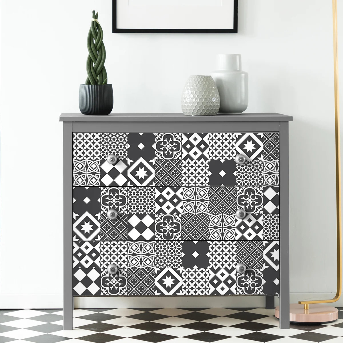 Sticker carrelage - Ambiance Sticker - 60 CARREAUX DE CIMENT MEUBLE AUTHENTIQUES VOGIA - 20x20cm